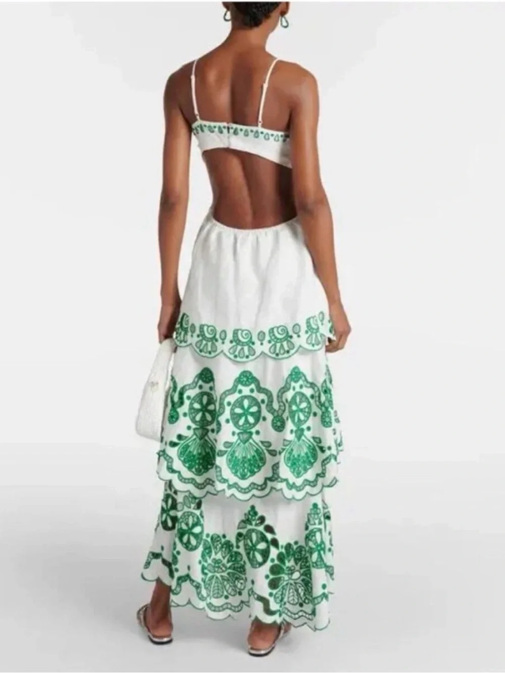 Farm Rio Flower Richelieu Eyelet Maxi Dress size large - Picture 4 of 12